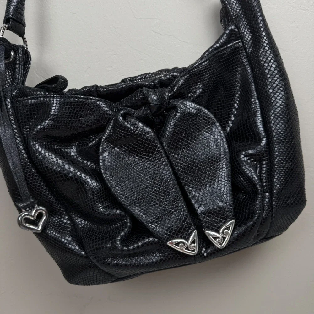 Brighton Black Leather Purse Bag Snake‎ Skin Cheetah Inside